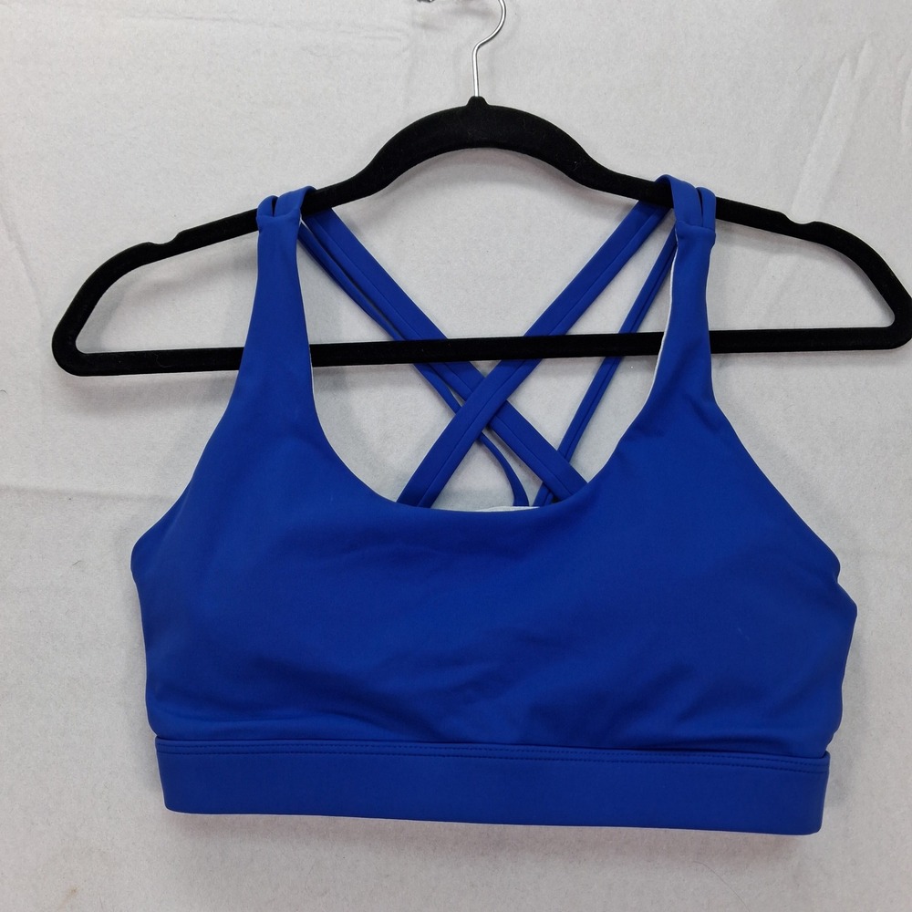 Running Girl Sports Bra Womens S Crisscross Back Blue Strappy EUC